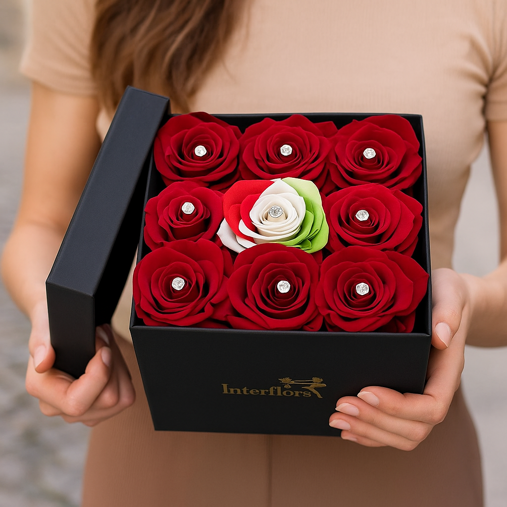 Box di rose e swarovski