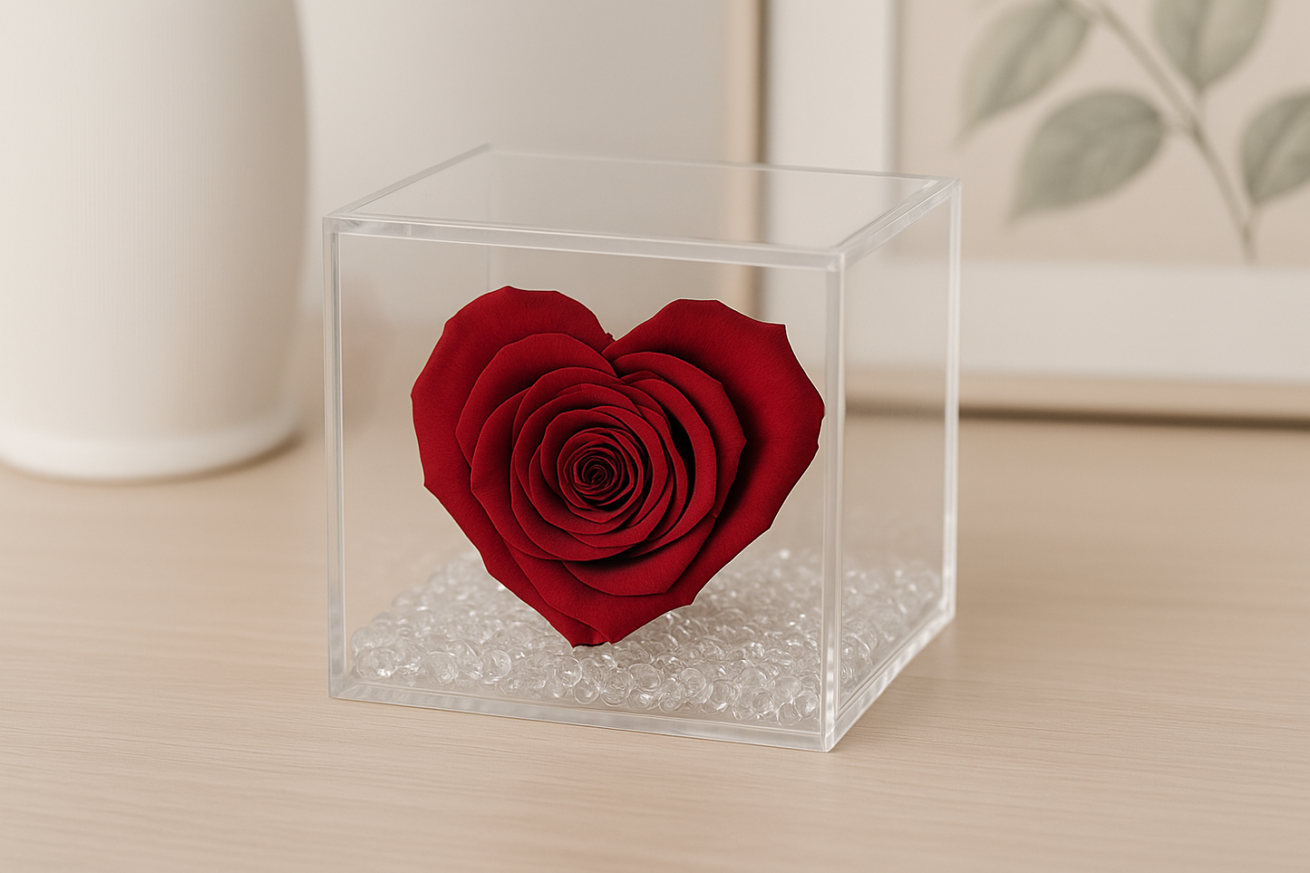 Rosa stabilizzata cuore rosso dimensioni 8x8