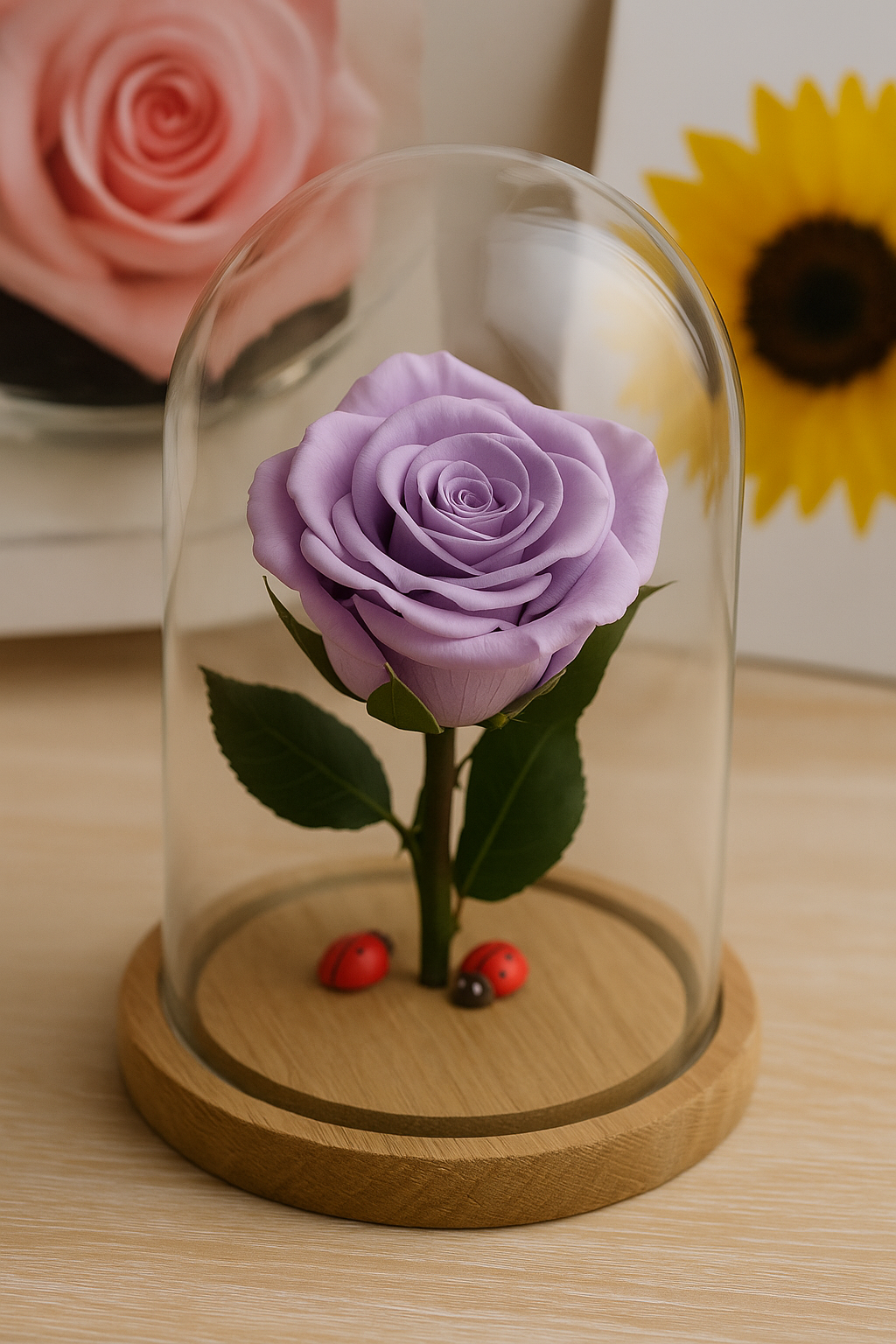 Rosa Stabilizzata in campana di vetro disponibile in più colori