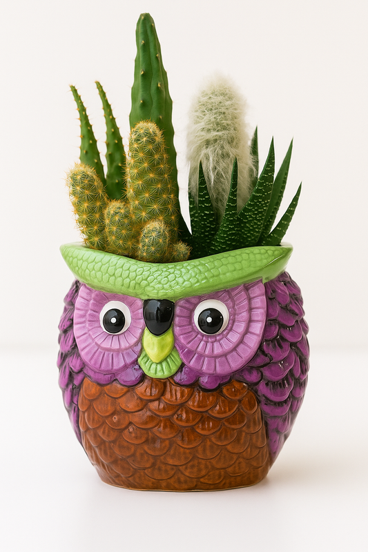 Vaso Gufo con Piante Grasse