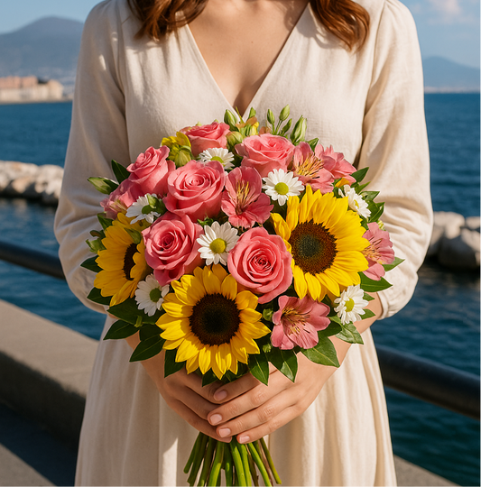 Bouquet di Rose e Girasoli