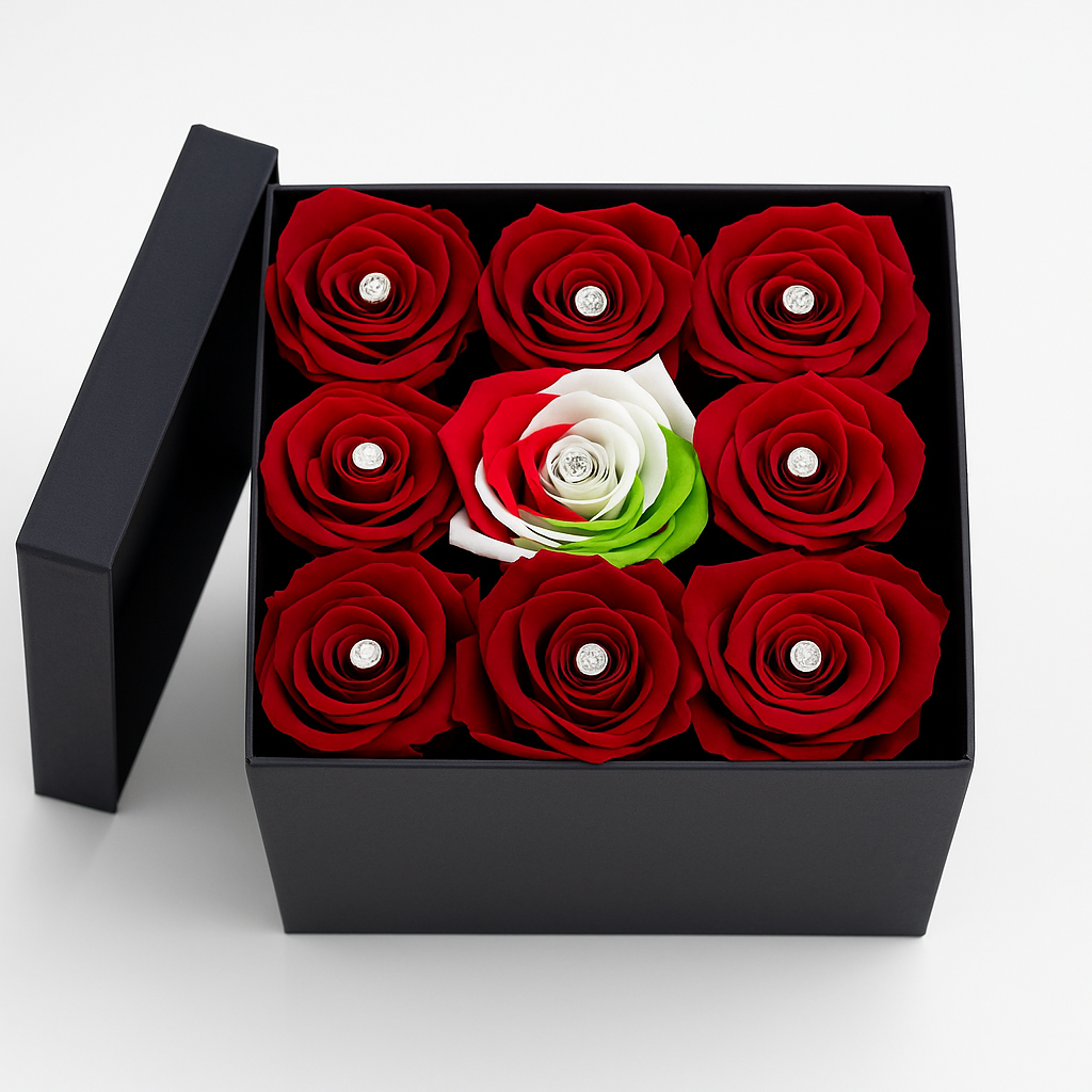 Box di rose e swarovski