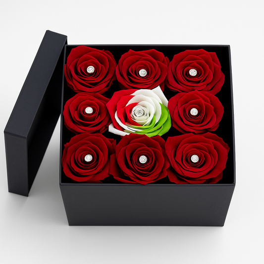 Box di rose e swarovski