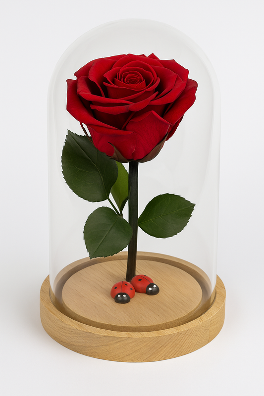 Rosa Stabilizzata in campana di vetro disponibile in più colori